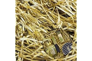 Dwafill Geschreddertes Papier Füllmaterial 200g, Füllmaterial Geschenk, Ostergras Papier, Geschenk Füllung Papier, Ostergras, Deko Füllung für Geschenkbox Geschenkkorb (Gold)