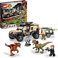 LEGO Jurassic World Trasporto del Piroraptor e del Dilofosauro, Set con 2 Dinosauri Giocattolo, Fuoristrada e 3 Minifigure, G