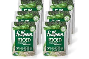 Fullgreen, Riced Cauliflower and Broccoli, 100% Veg, shelf-stable, no preservatives, vegan, keto and 87% lower-carbs than rice! - case of 6x 200g pouches - made in the UK
