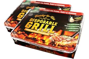 OPPENHEIMER USA Shefa 2-Pack BBQ Big Heat Instant Disposable Barbecues Grill On-the-Go Ready to Use Charcoal Grill, Ideal for Camping and Tailgate Parties, Easy to Light, disposable bbq grill