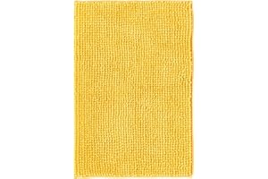 Decomira Alfombra de Baño Antideslizante de Chenilla | Alfombrilla súper Absorbente y Lavable a máquina | para el baño, la Ducha, la bañera o como Alfombra WC | Amarillo - 50x80 cm