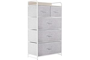 YITAHOME Cajonera de Tela, Cómoda de Tela, Unidad de Almacenamiento de Tela, con 5 cajones Extraíbles, Cómoda de para Sala de Estar, Dormitorio, habitación Infantil, Gris Claro