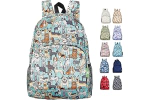 ECO CHIC Lightweight Foldable Water Resistant Backpack Rucksack Folds into Pouch for Storage