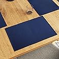 Encasa Ribbed Table Placemats (Set of 6) - Solid Navy Blue | 48x33 cm | Over 20 Modern Colors & Woven Designs - Washable Cloth Place Mats