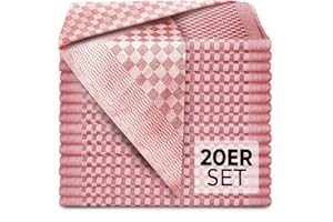 ‎SIDORENKO Loco Bird 20er Set Geschirrtücher aus Baumwolle - 50x70cm rot kariert - Hochwertiges Handtuch für die Küche - Premium Küchenhandtücher - Geschirrhandtücher zum Abtrocknen