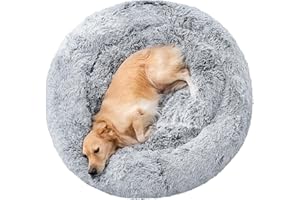 Pisi Bili Hundebett Katzenbett 120 cm Waschbar flauschig orthopädische Hundebetten große und kleine Hunde Katzenschlafplatz für Katzen Donut - Grau