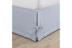 Laura Ashley Home - Cotone Ruffled Bedskirt, leggero & stile classico (Hedy Blue, Queen)