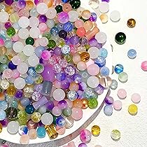 1150 Perline In Vetro Craquelé Rosa 6mm Per Gioielli Fai Da Te - Kit Con Perline Spaziali E Corda Elastica Per Bracciali E Collane - 6