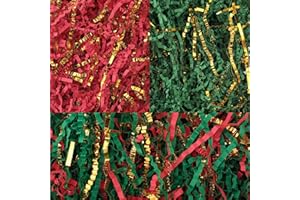 GSrenyu Zig Zag Shredded Tissue Paper,200g Christmas Colors Crinkle Cut Shredded Crinkle Paper Packaging Protection Decoration for Birthday Gift Boxes Weddings Festivals