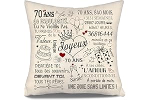 AOSUMIN 70 Ans de fabulosité Housse de Coussin pour Anniversaire 70 Ans Femmes Hommes Sœurs Amis Cousine Maman Tante Grand-mère Femme 70ème Anniversaire Cadeau 10-100ème Anniversaire Housses de Coussin(70-a)