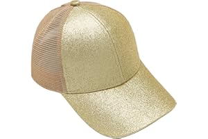 YeeHeen Baseball Cap for Girls Criss Cross Ponytail Baseball Hats Rainbow Glitter Sun Cap