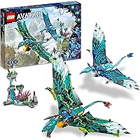 LEGO Avatar Il Primo Volo sulla Banshee di Jake e Neytiri, Modellino da Costruire di Pandora con Parti Fluorescenti, 2 Minifi