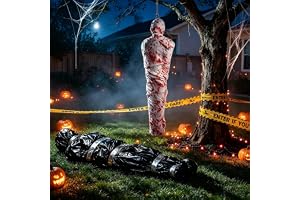 RYJJEEST 2 uppsättningar halloween dekoration kroppspåse uppblåsbar – hängande lik skräck rekvisita, förfalskad död kropp, läskig utomhusdekoration för utomhus trädgård, uppblåsbar kroppsäck