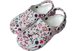 ZOCODIP Zuecos Sanitarios Mujer Divertidos Trabajo Cómodos de Goma Ligeros Laboral Enfermera y Hostelería con Diseño Dibujos Hidroimpresión Hospitalario