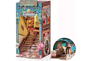 ROBOTIME Book Nook DIY con Luces LED, Maqueta de Madera en Miniatura para Estantería, Decoración Creativa, Regalo Original para Adultos y Adolescentes – Escena Callejera