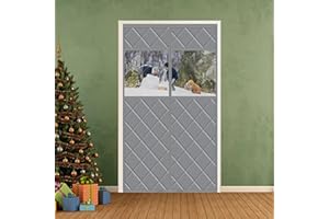 MEFENY Grey Door Curtain, Insulated Curtains Fit Door Size Up to 70cm x 200cm, Magnetic Thermal Door Curtains for Winter, Soundproof Folding Door Curtains to Block Out Cold air & Reduce Condensation