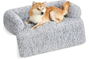 Feandrea FluffyHug Sofa dla Psa, Narzuta na Sofę, Uspokajające Legowisko, XL dla Średnich i Dużych Psów, 110 x 95 x 18 cm, Szara Ombré PGW223G01