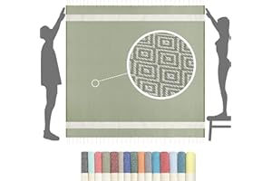 FLORA FURORA Ręcznik Plażowy, bawełna 200x200 cm duży | Fouta Ręcznik & Koc: kompaktowy, długi lekki cienki | koc piknikowy, hammam ręcznik sauna ręcznik, panie mężczyźni