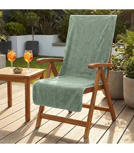 LAYNENBURG 2er-Set Premium Frottee Schonbezug für Gartenstuhl - 100% Baumwolle - Oeko-TEX 100 - Handtuch-Bezug Hochlehner