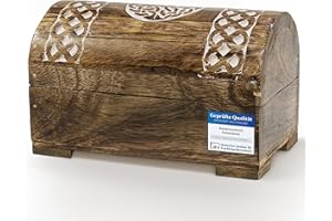 Kunstversteck Schatztruhe Schatzkiste Celtic Box, massive Holz-Schatulle white wash, 19 x 11 x 11,5 cm, halbrund
