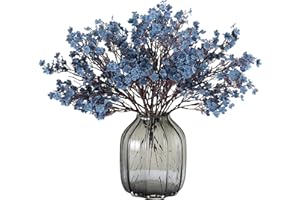 JAKY-Global Baby's Breath Silk Artificial Flowers Bulk 6 Pieces for Autumn Decor Fake Flower Bouquet Bulk for Home Kitchen Indoor Bouquet Flower Arrangement Table Centrepieces Party Decor (Blue Ashes)