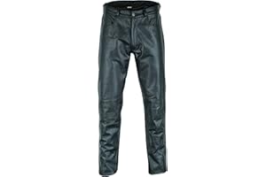 Texpeed pantalon cuir homme cuir véritable - Pantalon motard occasionnel moto - Noir - Toutes les tailles
