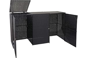 Enveloppement pour 3 poubelles HWC-E25, Box pour poubelles, revêtement, polyrotin 2x120l - Noir