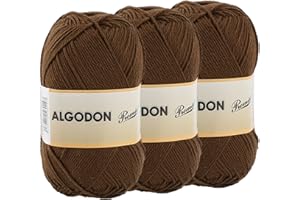 ETREXONLINE Gomitolo Filato 220 Metri di 100% Cotone Perfetto per Maglia e Uncinetto – Colore Cioccolato 100 gr x 3 Pezzi