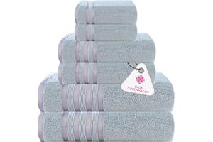 Casa Copenhagen Zero Twist, Juego de Toallas de 6 Piezas 100% algodón, Gris Morado, 600 g/m², 2 paños de baño, 2 de Mano, 2 paños de algodón Egipcio, Toallas Lujo ultrasuaves para Hotel, SPA, Cocina