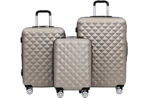 BEIBYE Kofferset 4 Zwillingsrollen Hartschale Trolley Koffer Reisekoffer Reisekofferset Gepäckset in 12 Farben (Champagner)