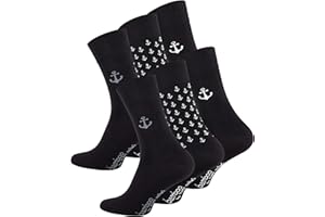 CC Clark Crown 6 par skarpet bambusowych, szlachetne i nowoczesne, bez uciskających szwów, czarne uniwersalne i wzór kotwicy