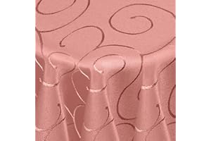 ‎DECOHOMETEXTIL HEIMTEXTILMANUFAKTUR Kringel/Circle Tafeldecke Form, Größe & Farbe wählbar- Rund 135 cm - Altrosa/Rosa Damast Tischdecke