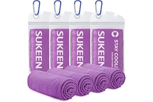 Sukeen Asciugamani rinfrescanti, confezione da 4, asciugamani refrigeranti Stay Cool, asciugamani rinfrescanti per collo, asciugamano freddo, asciugamano da palestra per uomini e donne (4 pezzi,