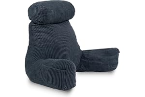 ‎BANANAIR bananair – Lesekissen für Bett und Sofa aus Cord – Abnehmbare, Maschinenwaschbare Hülle – Weich & Komfortabel, Rückenstütze mit Armlehnen & Ergonomischer Sitzfläche (Blau)