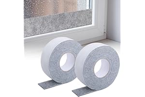 GIONAR 2 rouleaux d'absorbeur de condensation pour fenêtre - 5 m x 5 cm - Bandes adhésives en feutre - Anti-condensation - Absorbeur d'humidité pour chaises, meubles ou fenêtres