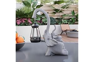 FIGORONA Elephant Garden Ornament with Solar Lights, Solar Powered Animal Statue Decoration Outdoor LED Lights, IP65 Waterproof Solar Lights, Elephant Gifts for Women (Back)