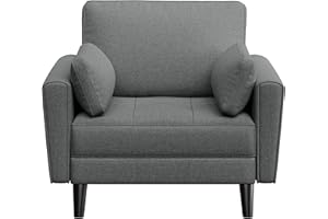 Yaheetech Tub Chair Tufted Oversized Armchair with 2 Pillows Fabric Accent Chair with Side Storage Pockets for Living Room, Bedroom, Reading Nook Polyester Fabric Dark Grey