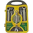 Inditrust 7PC Heavy duty Mirror doal Uses Ratchet wrench set (8.10.12.13.14.17.19) mm Ratchet Spanner Combination Wrench Set Of Keys Gear Ring Handle Chrome Vanadium - Box end, Open end etc.