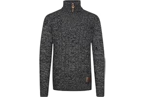 !Solid SDPankraz Herren Strickpullover Troyer Grobstrick Pullover mit Zopfstrickmuster Reißverschluss 100% Baumwolle Regular fit