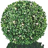 Hellum 578591 Solar LED Buchsbaum-Kugel Ø 22 cm 30 LEDs warmweiß Outdoor Zuleitung 5 m grün Solar-Panel & Außen-Transformator