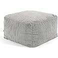 icon Theo Cord Bean Bag Footstool, Grey, Pouffe Footstool with Filling Included, Footrest, Bedroom, Living Room, Living Room Furniture