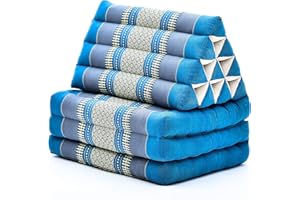 ‎LEEWADEE Leewadee - Bequeme Japanische Bodenmatratze - Thai Bodenliege mit Dreieckskissen - Futon Klappmatte - Thai Massagematte, 170 x 53 cm, Hellblau