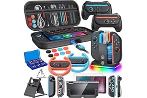 FYOUNG Switch 2 Accessories, Bundle Case for Nintendo Switch 2, 23-IN-1 Kits: Carrying Case, Controller Charger Dock, Grips for Joy Con,Steering Wheels for Mario Kart,Protective Cover for Switch 2 (Black)