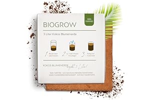 growgreens Terriccio di Cocco Biologico pressato in Sacchetto espandibile - Terriccio biodegradabile, Privo di Torba, Composto al 100% da Fibre di Cocco (3 Litri)