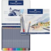 Faber-Castell 114624 &ndash; Metal Case with 24 Hexagonal Goldfaber Aqua Watercolor Colours, Assorted Colours | L&aacute;pices acuarelable