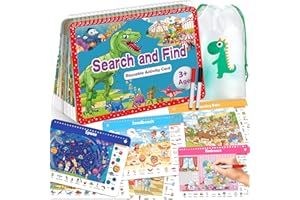 Elfew Search and Find Book for Kids Ages 4-8, Seek and Find Book for 3 Year Olds, Reusable Activity with 24 Themes Aeroplane Activities for Kids, Spot it Games, Gifts for Girls and Boys