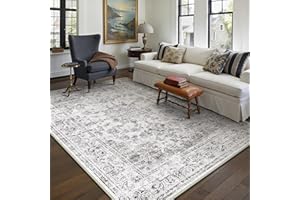 PureCozy Tappeto Salotto Moderno, Tappeti Camera Da Letto, 160x230 cm Tappeto Vintage Corridoio Antiscivolo Lavabile Pelo Corto per Cucina, Soggiorno, Ufficio, Interno,Grigio