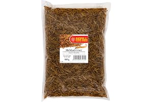 UGF - Premium torkade mjölmaskar 500g, fågelmat för vilda fåglar (året runt), igelkottmat, ekorrmat, hamstermat