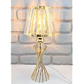 Modern Dekoratif Gold Metal Burgu Kristal Taşlı Kristal Konik Şapkalı Abajur Masa Lambası Aydınlatma