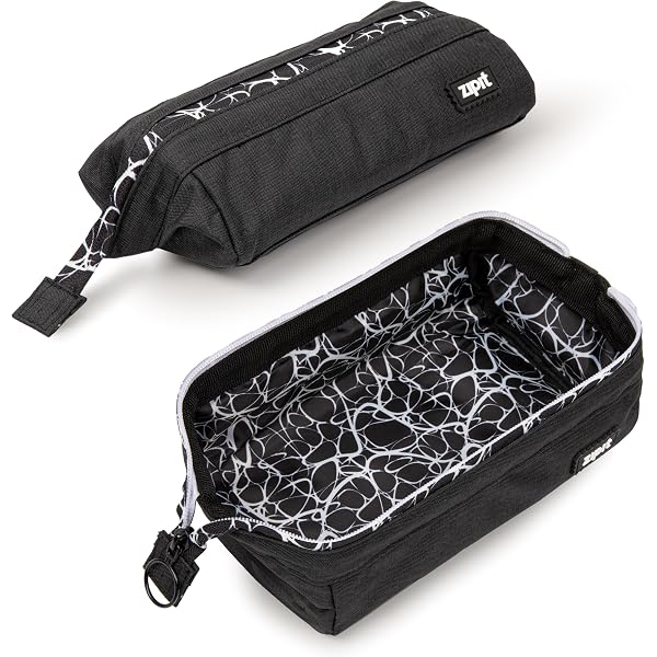 Della Gao - Trousse Scolaire Double Compartiment Grand Capacité Aesthetic Noir - Garçons Filles Ados Étudiants